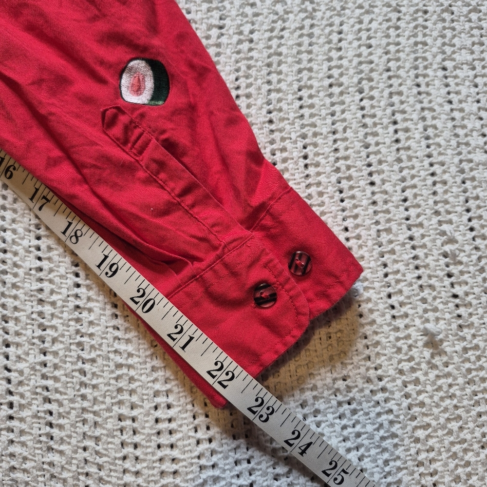 VTG Casey Coleman Shirt Womens L Red Sushi Roll Chopsticks Embroidered Novelty - Picture 7 of 8